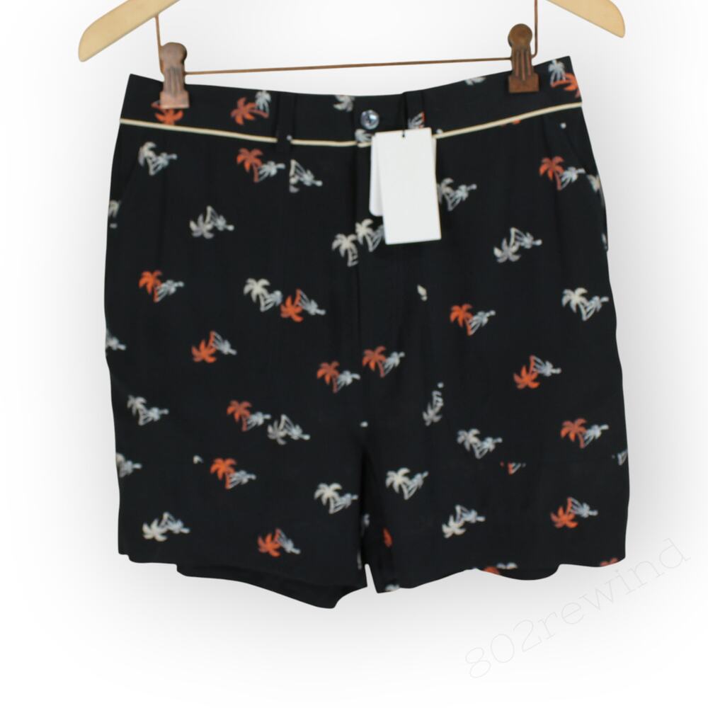 Sz8 NEW Equipment Femme Jaxon Palm Print 100%Silk Shorts Pockets